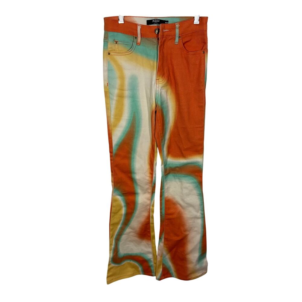 Jaded London Orange TieDye Flare Jeans Hippie Western Costume Coachella 25 - Picture 2 of 5